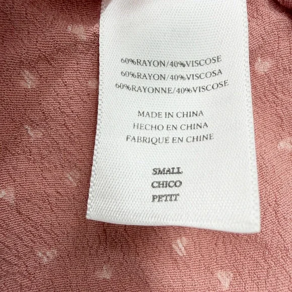Rails Bretton Rosewood Mini Hearts Flutter Sleeve Top in Pink Size Small - Picture 10 of 11